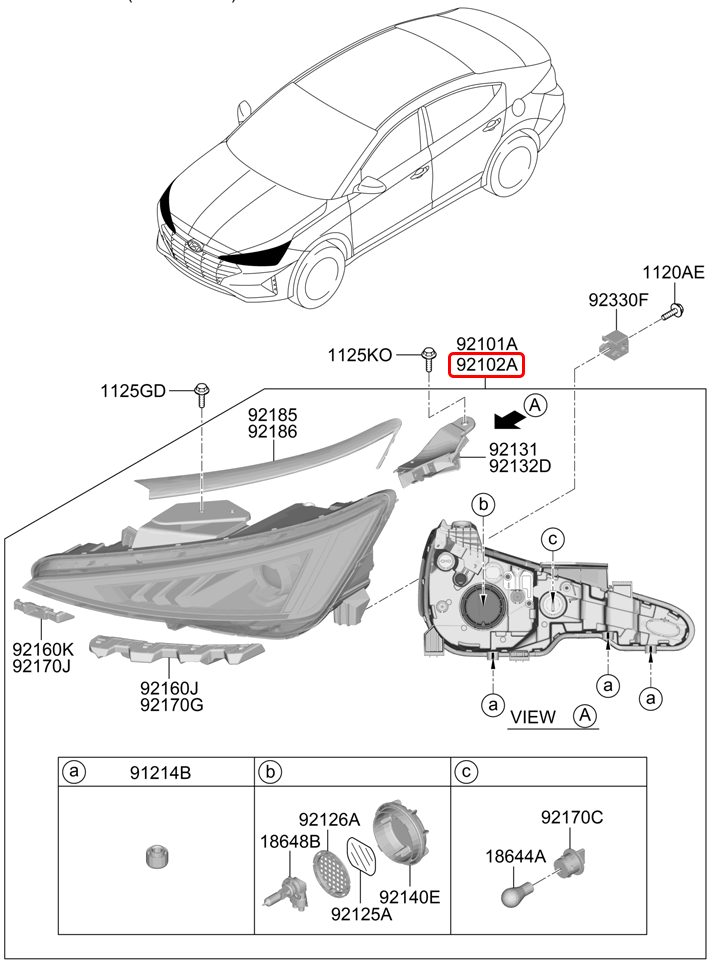 Đèn pha chính hãng HYUNDAI RH | 92102F2710 tại HCM