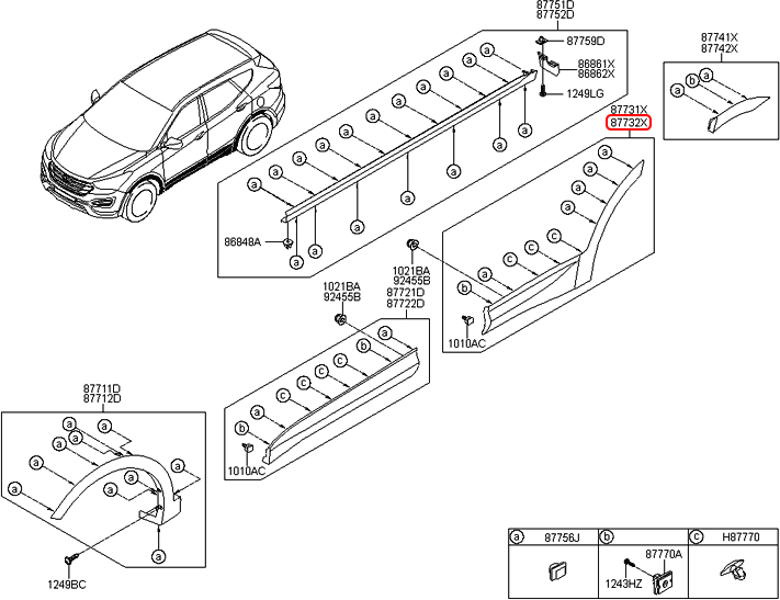 Nẹp cửa sau chính hãng HYUNDAI RH | 877322W000CA tại HCM