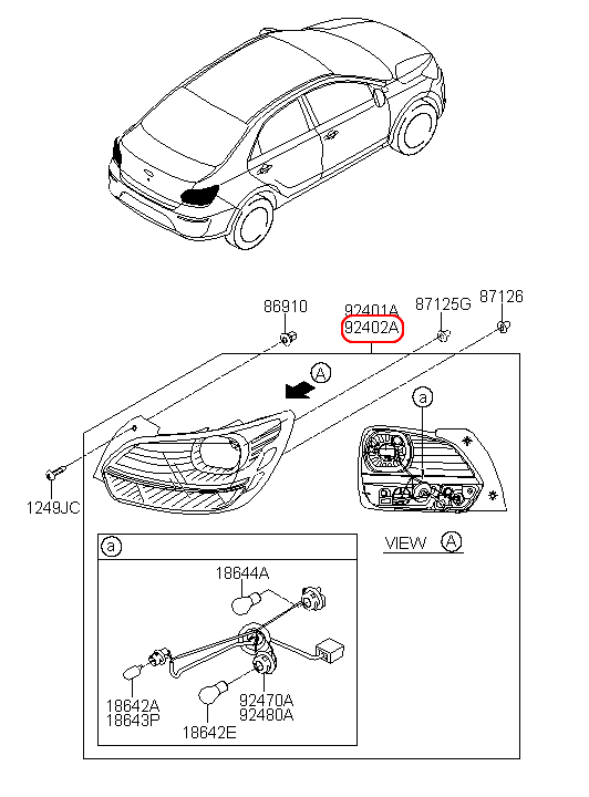 Đèn lái KIA Soluto 19 RH, 92402H7000,chính hãng KIA HCM