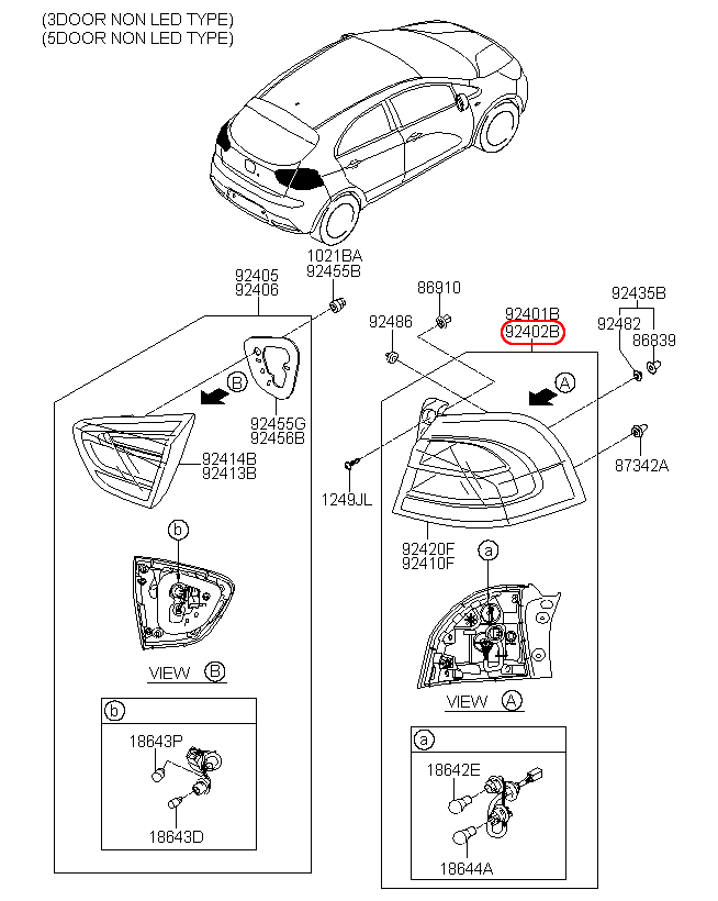 Đèn lái KIA Rio 12-15 4D RH không led, 924021W000,chính hãng KIA HCM