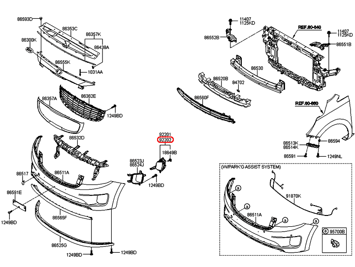 Đèn cản trước KIA Sedona RH, 92202A9010,chính hãng KIA HCM