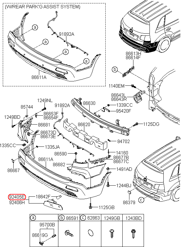 Đèn cản sau KIA Sorento 09 LH, 924052P300,chính hãng KIA HCM