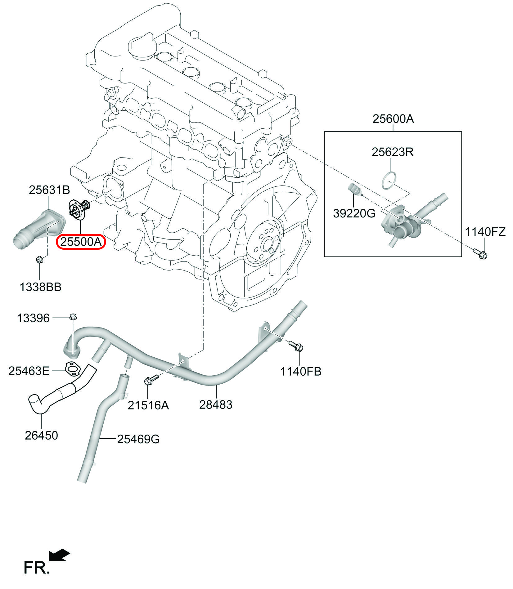 Van hằng nhiệt chính hãng HYUNDAI, 255002B000, phụ tùng ô tô HYUNDAI, phụ tùng ô tô KIA, phụ tùng chính hãng HYUNDAI tại HCM, phụ tùng chính hãng KIA tại HCM