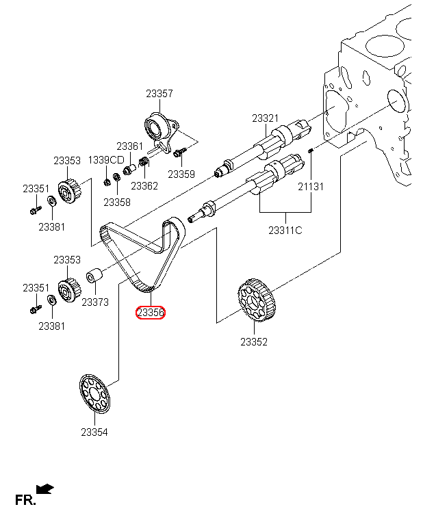 Dây curoa cân bằng HYUNDAI Starex 07-18, 2335642500,chính hãng HYUNDAI HCM