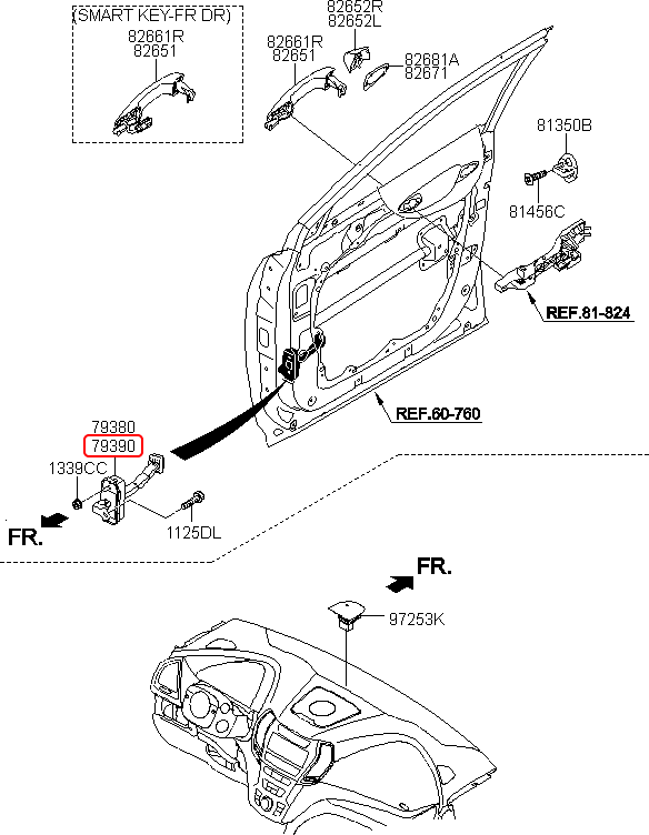 Hạn chế cửa trước chính hãng HYUNDAI trước RH | 793902W010 tại HCM