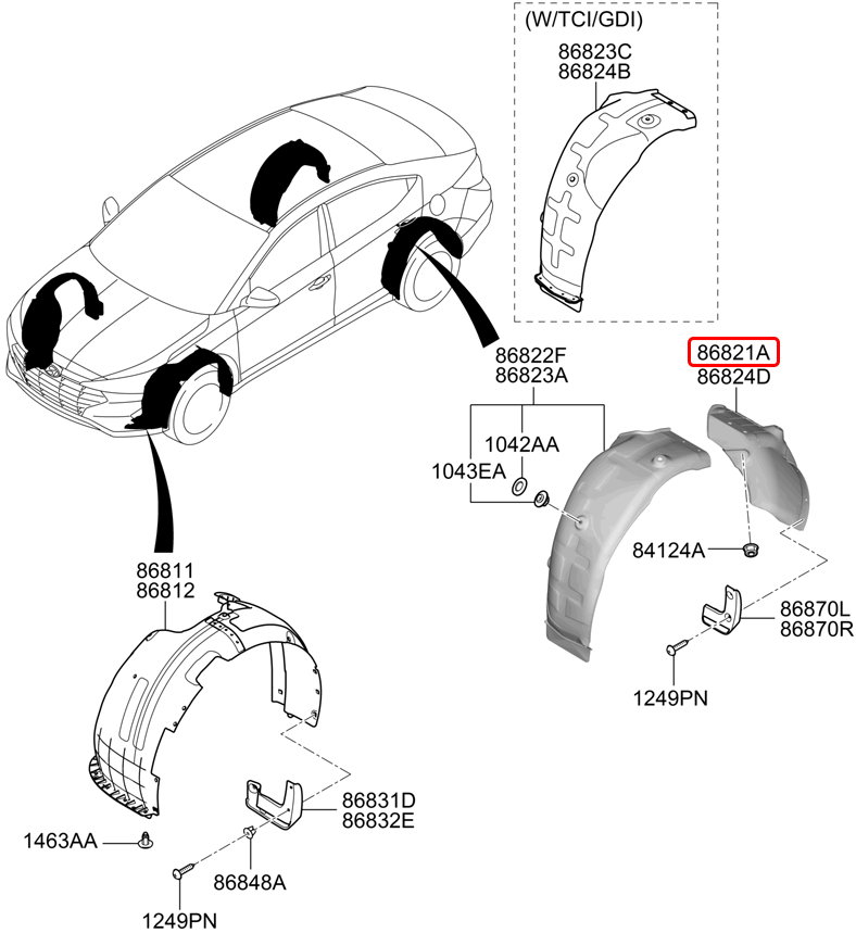 Lòng dè sau chính hãng HYUNDAI LH | 86821F2800 tại HCM