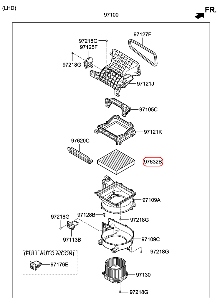 Lọc gió máy lạnh KIA Morning 20, 97133G6000,chính hãng KIA HCM