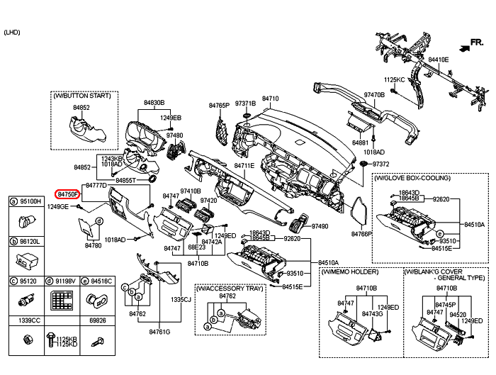 Táp pi dưới vô lăng KIA Rio 12-15, 847501W000HU,chính hãng KIA HCM