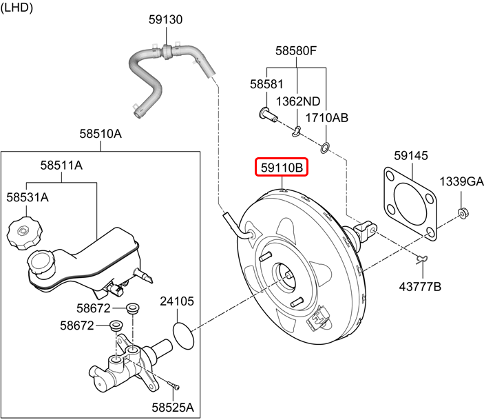 Bầu phanh chính hãng HYUNDAI | 59110J9050 tại HCM