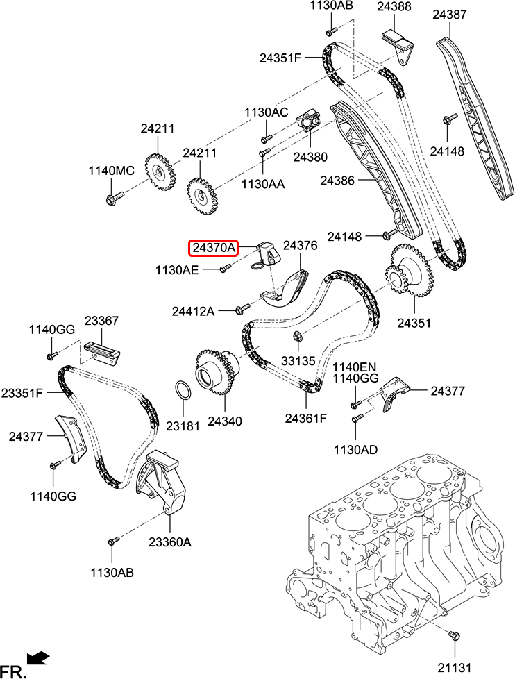 Tăng sên cam chính hãng HYUNDAI | 243704A100 tại HCM