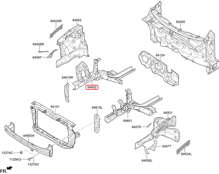 Dầm dọc trước chính hãng HYUNDAI RH | 64606H6900 tại HCM