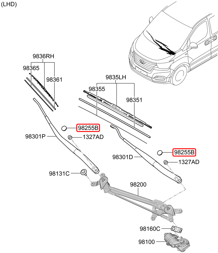 Nắp chụp cần gạt mưa sau chính hãng HYUNDAI | 983804H050 tại HCM