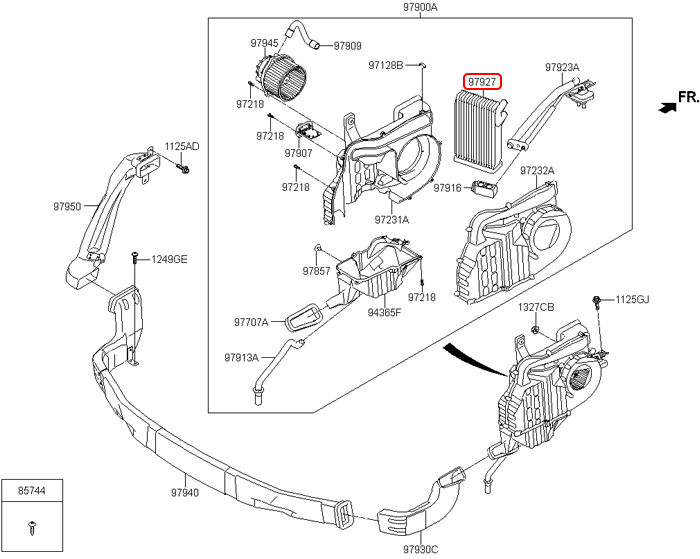 Dàn lạnh sau chính hãng HYUNDAI | 979272W000 tại HCM