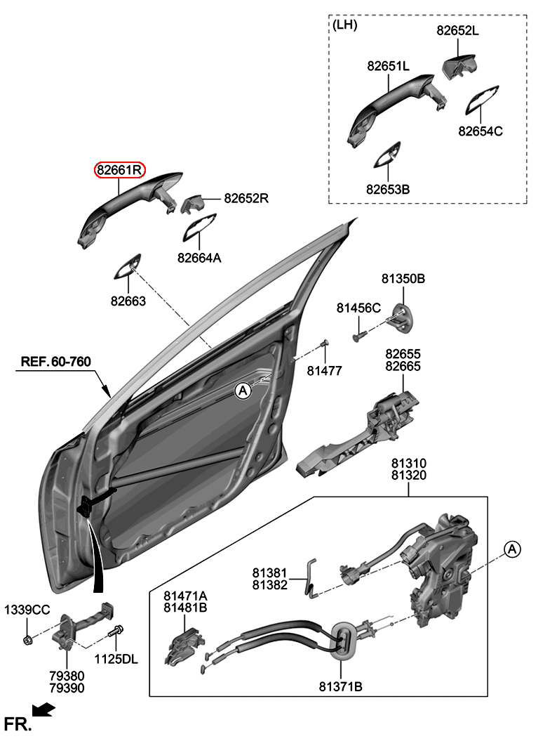 Tay cửa ngoài KIA Cerato 19 RH, 82661M6110,chính hãng KIA HCM