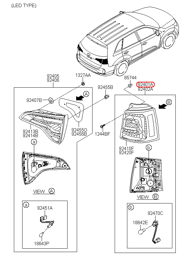 Đèn lái KIA Sorento 15 có led LH, 924012P620, 924012P640,chính hãng KIA HCM