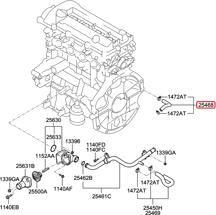 Ống nước làm mát họng ga chính hãng KIA | 2546803020 tại HCM