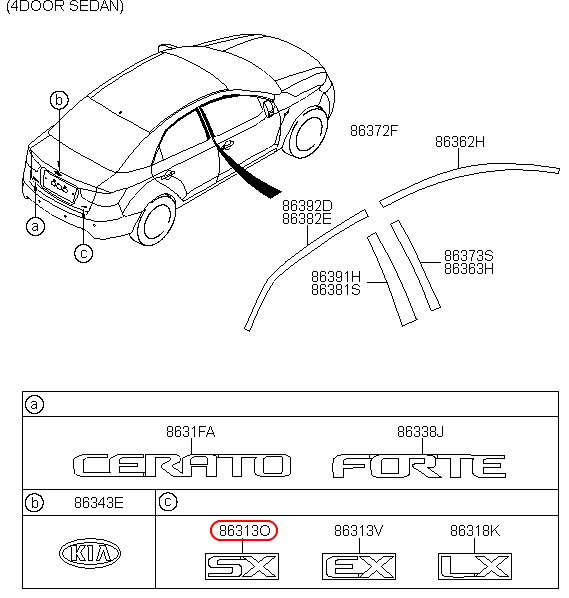 Chữ SX KIA Forte, 863151M000, chính hẫng KIA HCM