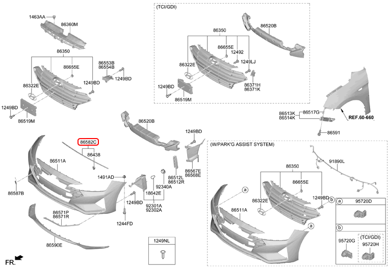 Nẹp trên cản trước chính hãng HYUNDAI | 86570F2AA0 tại HCM