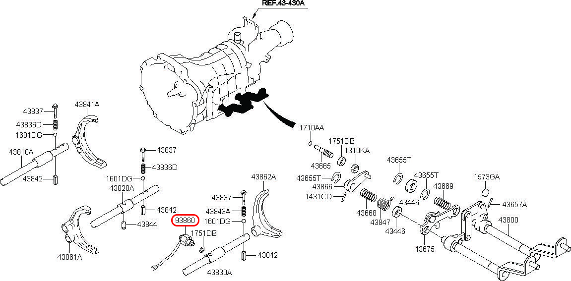 Công tắc báo lùi Starex 06, 938604A010, HYUNDAI HCM, KIA HCM, chính hãng HYUNDAI