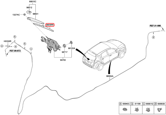 Thanh gạt mưa sau chính hãng HYUNDAI | 988501R000 tại HCM