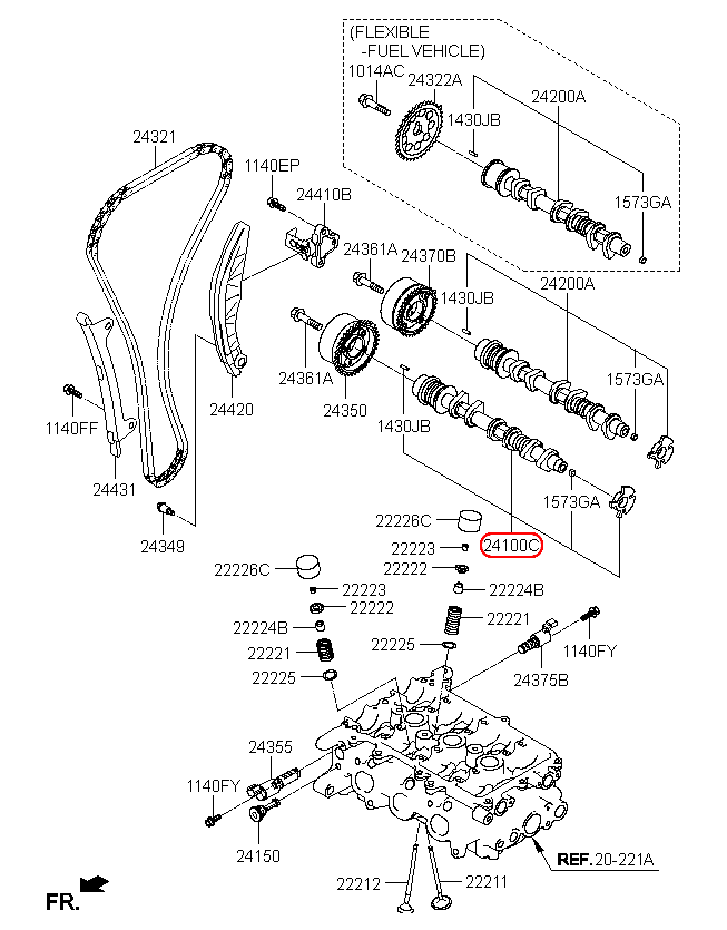 Trục cam hút KIA Morning 12-16 1.0, 2410004000, 2410004060,chính hãng KIA HCM