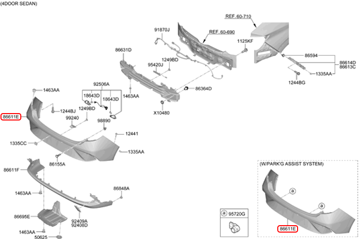 Cản sau chính hãng HYUNDAI | 86610K6000 tại HCM