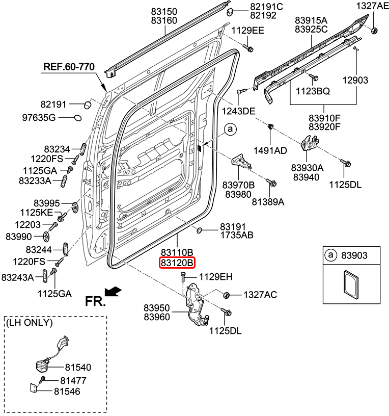 Ron cánh cửa lùa chính hãng HYUNDAI RH | 831204H000 tại HCM