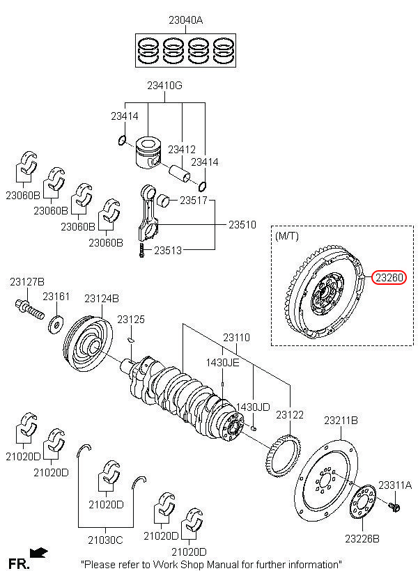 Bánh đà chính hãng HYUNDAI, mã phụ tùng 232002F110, bánh đà HYUNDAI tại HCM.