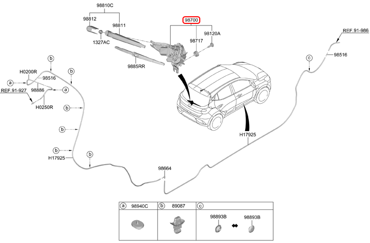 Mô tơ gạt mưa sau chính hãng HYUNDAI | 98700C4500 tại HCM