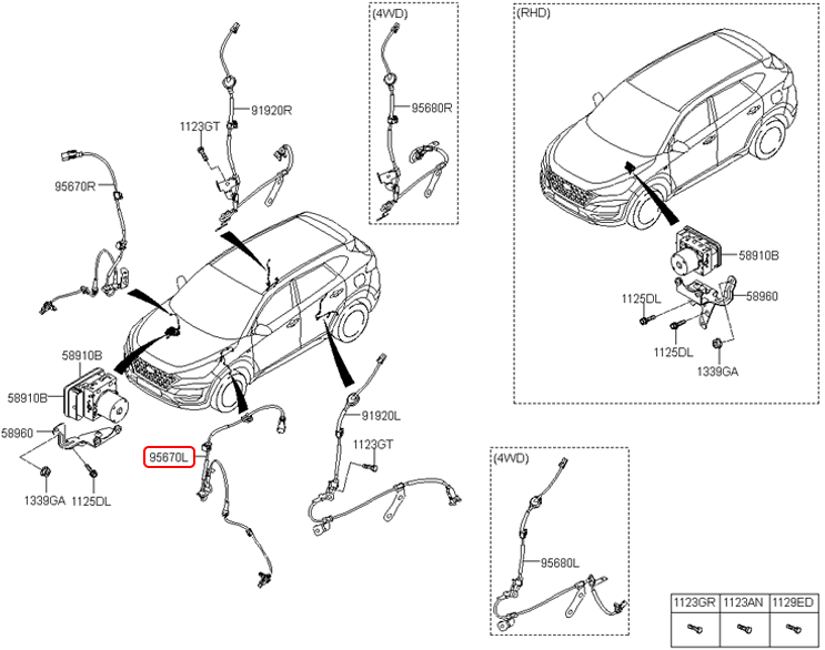 Cảm biến abs trước chính hãng HYUNDAI LH | 95670D3000 tại HCM