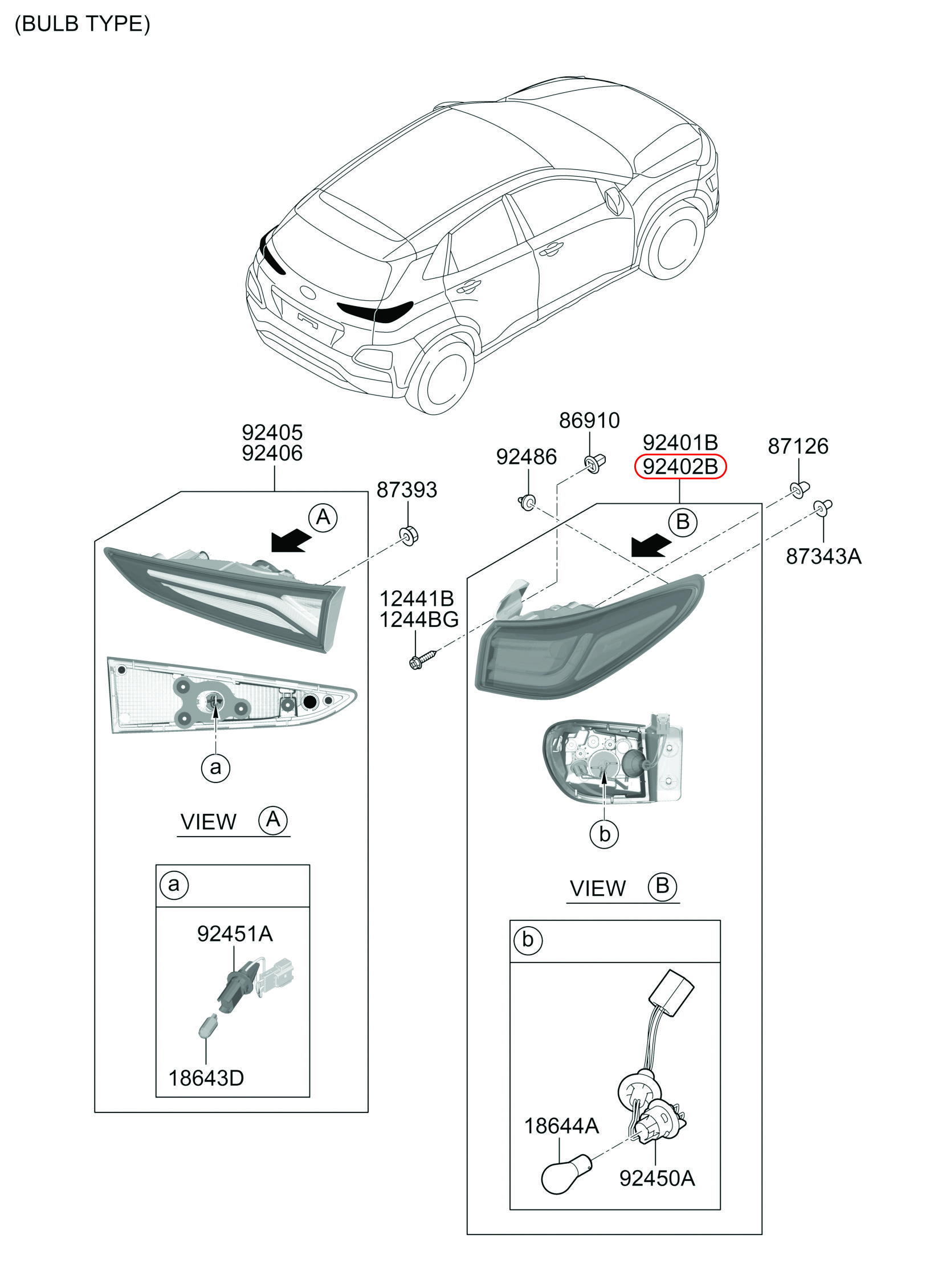 Đèn lái Hyundai Kona 19 RH, 92402J9100, HYUNDAI HCM, KIA HCM