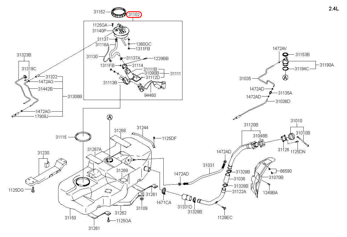 Cụm bơm xăng Starex 06, 311024A250, HYUNDAI HCM, KIA HCM, chính hãng HYUNDAI