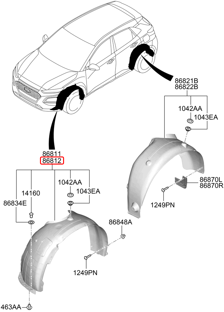 Lòng dè trước chính hãng HYUNDAI RH | 86812J9000 tại HCM