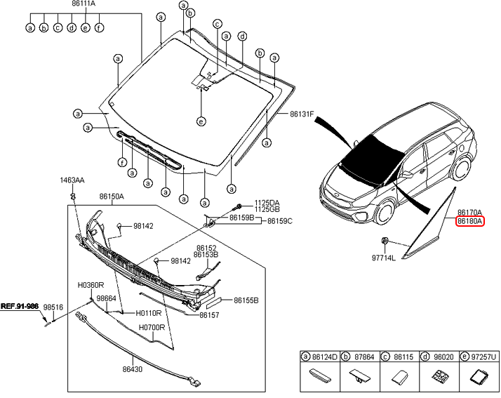 Kính chết tam giác cửa trước chính hãng KIA RH | 86190A4100 tại HCM