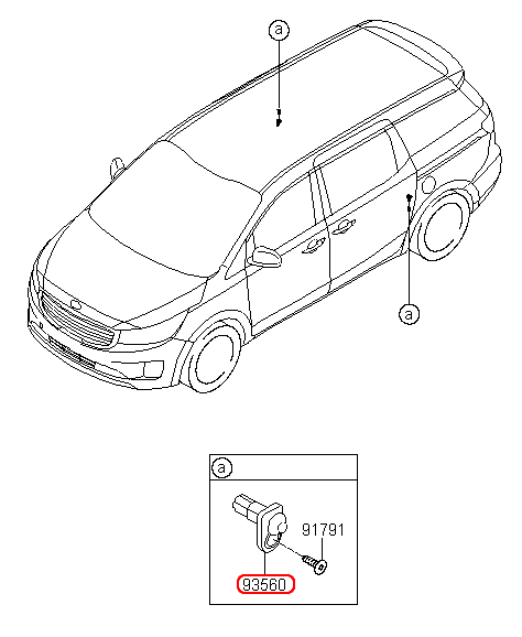 Công tắc báo đóng cửa KIA Sedona, 93560B4000,chính hãng KIA HCM