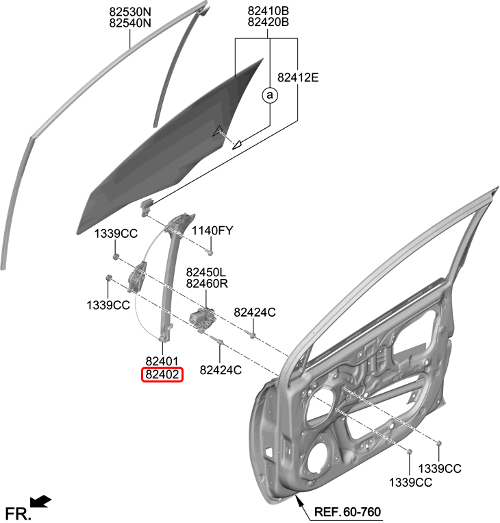 Compa nâng kính trước chính hãng HYUNDAI RH | 82404K6010 tại HCM