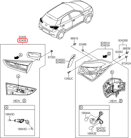 Đèn cốp chính hãng HYUNDAI RH | 92404C7000 tại HCM