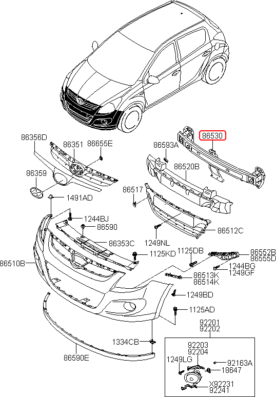 Xương cản trước chính hãng HYUNDAI | 865301J100 tại HCM