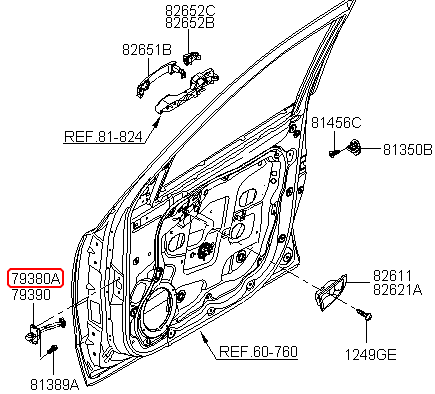 Hạn chế cửa trước chính hãng HYUNDAI LH | 793802B000 tại HCM