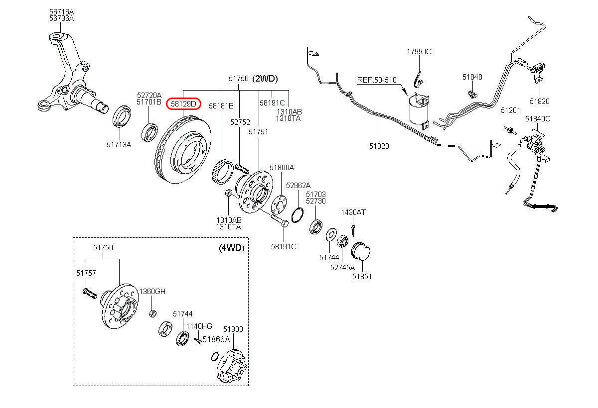 Đĩa thắng trước Libero 05 2.5 động cơ D4CB, 581294A200, HYUNDAI HCM, KIA HCM, chính hãng HYUNDAI