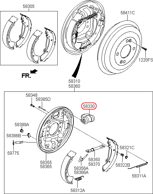 Heo thắng bánh sau chính hãng KIA | 58330A0000