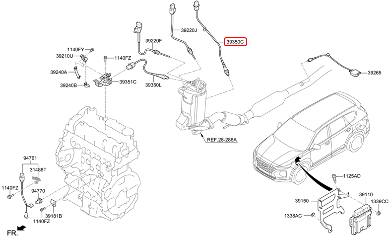 Cảm biến oxy chính hãng HYUNDAI dưới | 393512F640 tại HCM