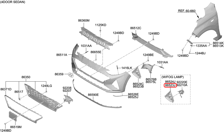 Ốp đèn cản trước chính hãng HYUNDAI LH | 86561K6410 tại HCM