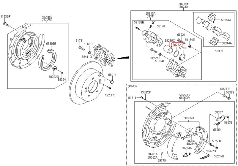 Sin piston thắng sau chính hãng HYUNDAI | 582321H300 tại HCM