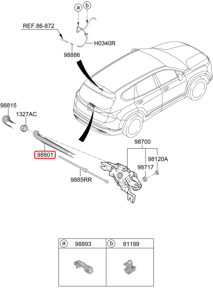 Cần gạt mưa sau chính hãng HYUNDAI | 98811G3000 tại HCM