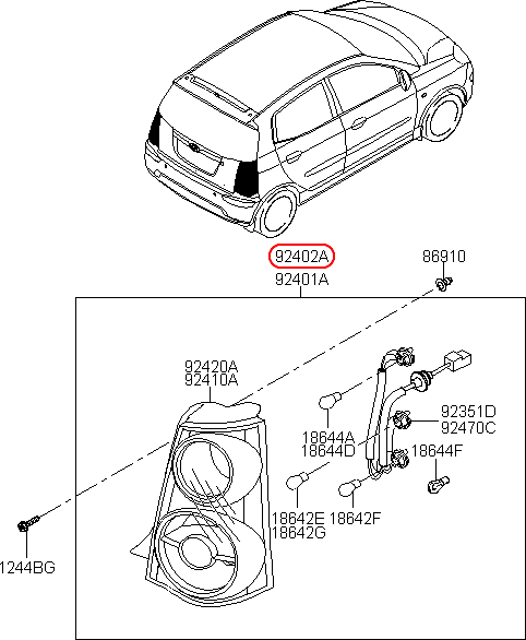 Đèn lái chính hãng KIA RH | 9240207500