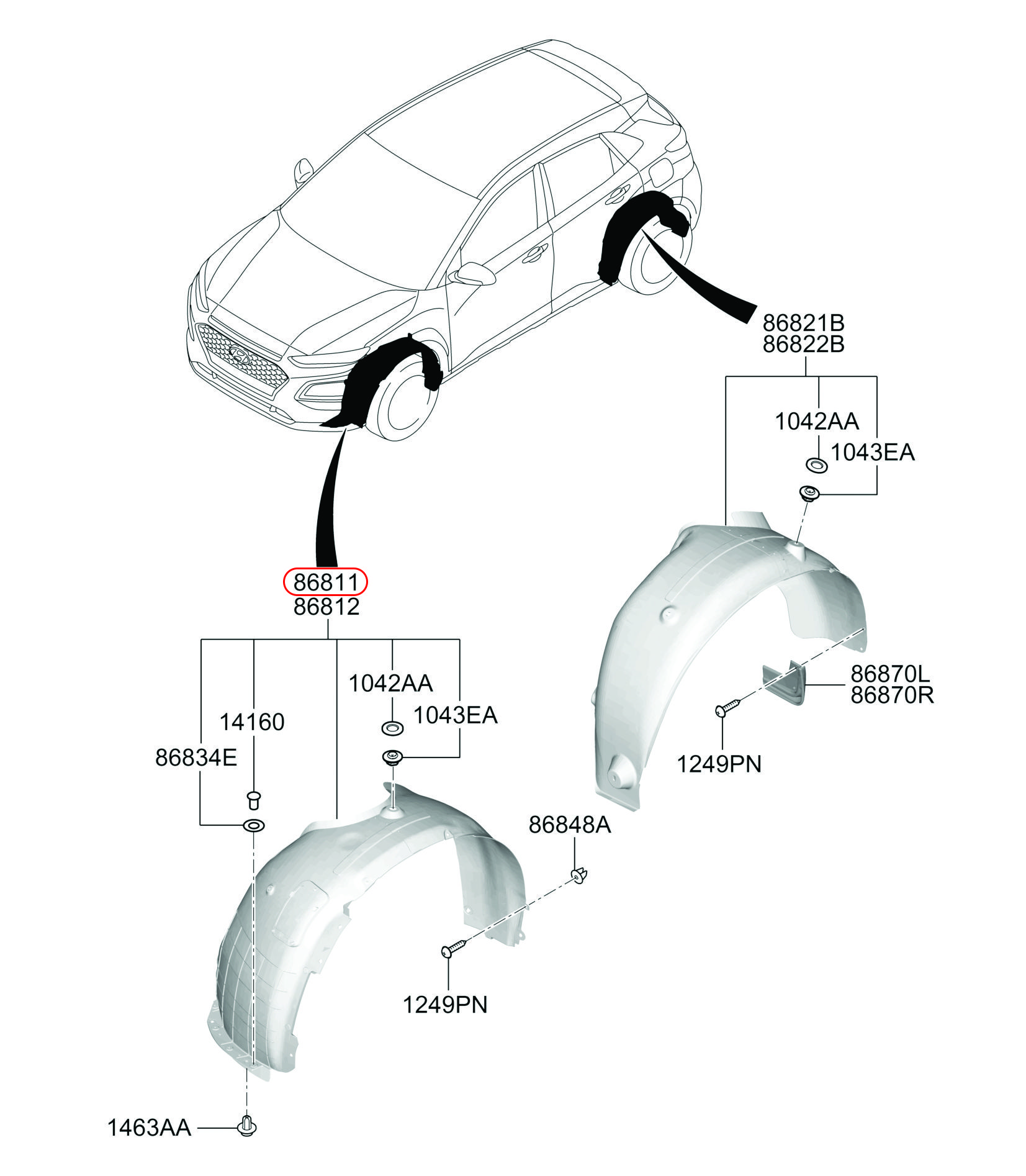 Lòng dè trước Kona 19 LH, 86811J9000, HYUNDAI HCM, KIA HCM