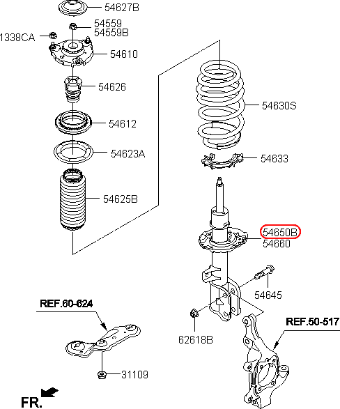 Nhún trước KIA Sedona 14-17 LH, 54651A9000, chính hãng KIA HCM