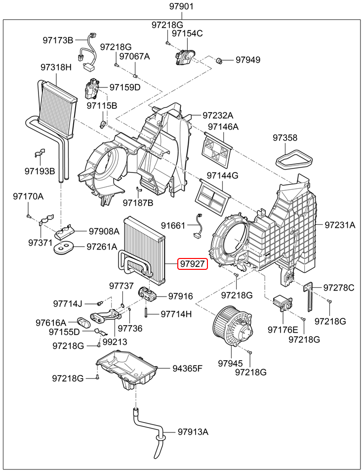 Dàn lạnh sau chính hãng HYUNDAI | 979274H001 tại HCM