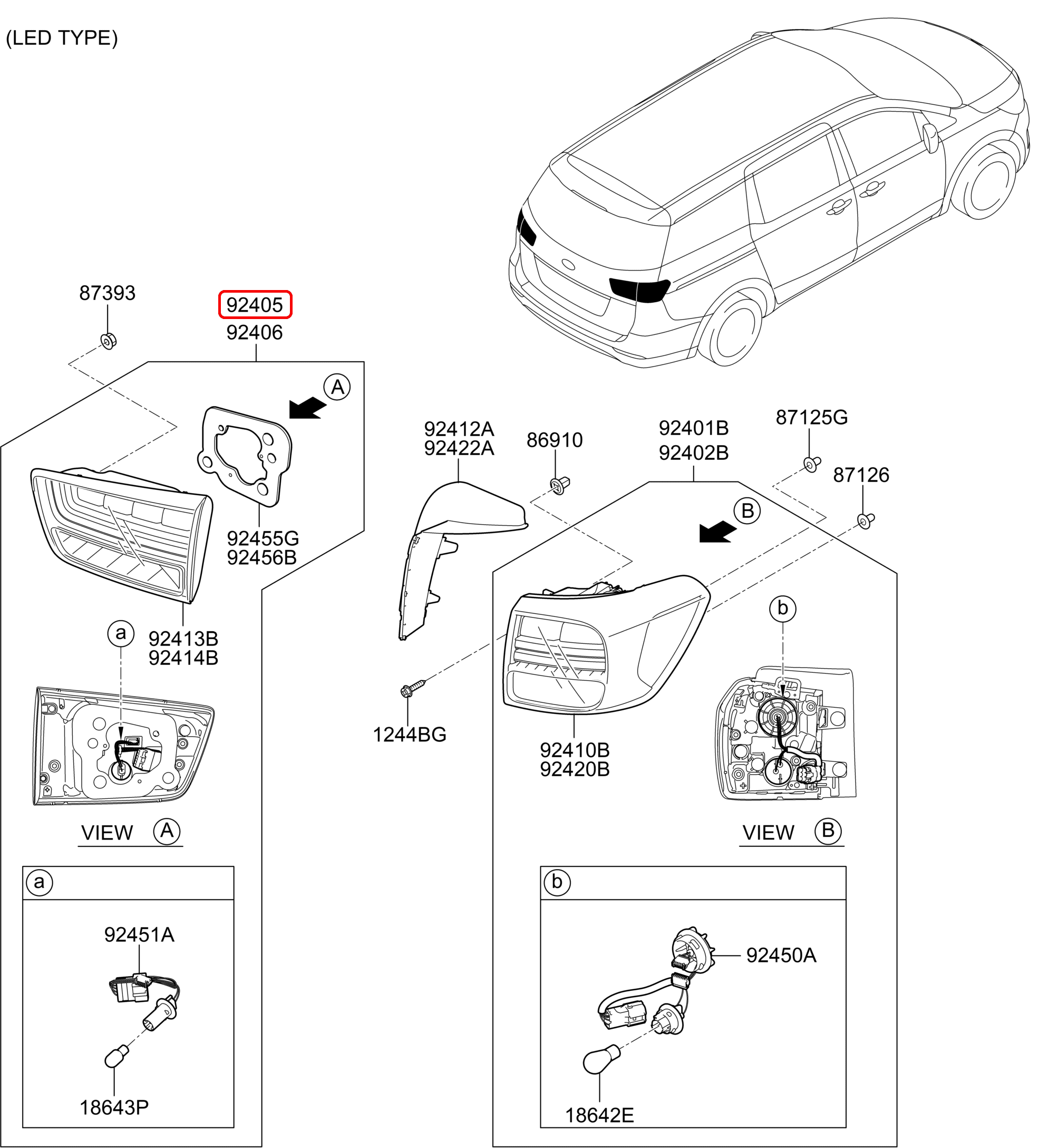 Đèn cốp chính hãng KIA LH | 92405A9530